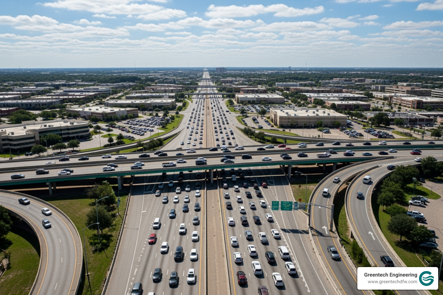 traffic on a major DFW highway - Carrollton air quality