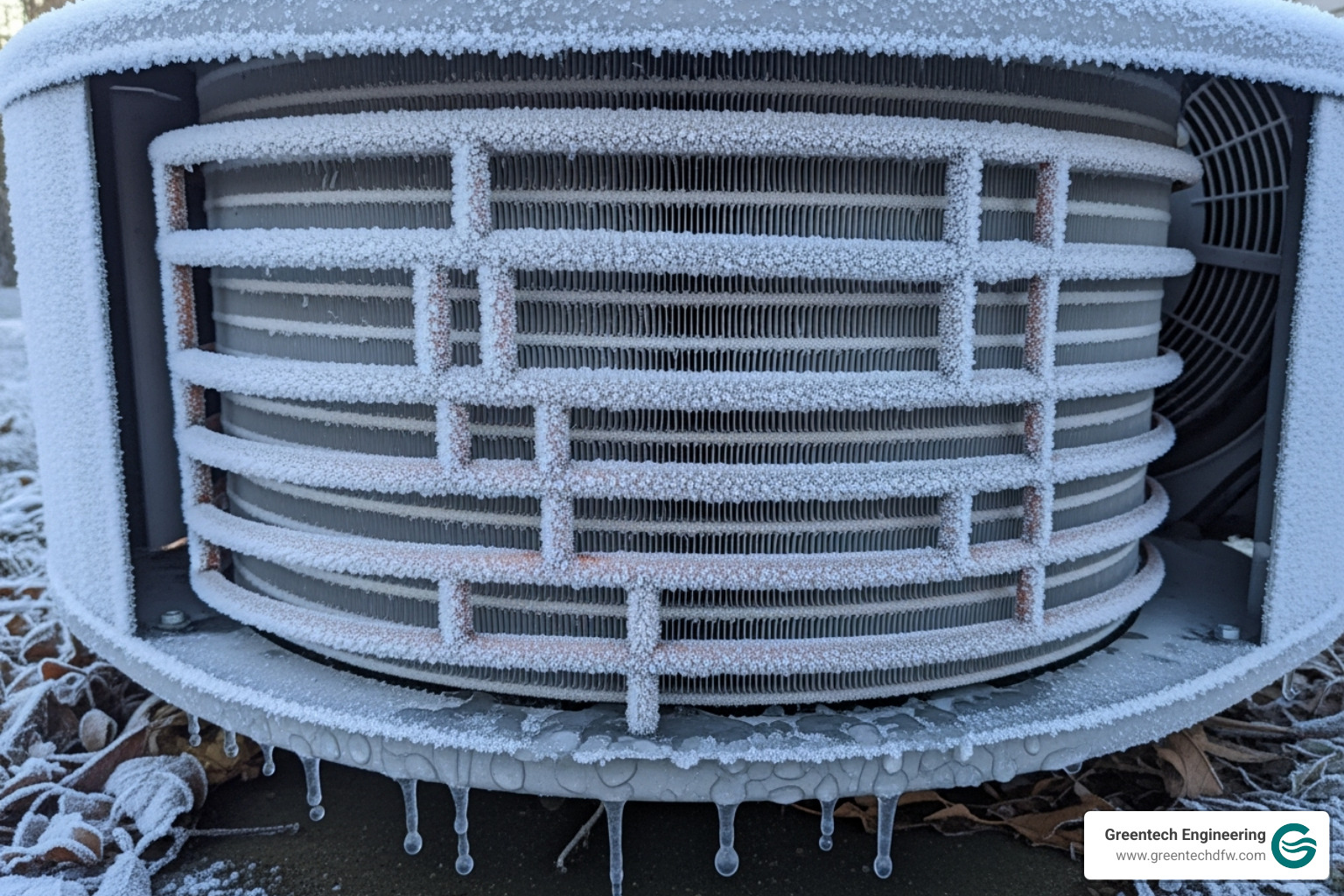 Outdoor AC unit with visible frost buildup - AC repair Dallas TX