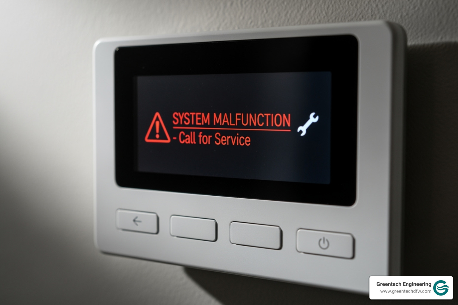 An HVAC thermostat displaying an error message - plano HVAC repair An HVAC thermostat displaying an error message - plano HVAC repair