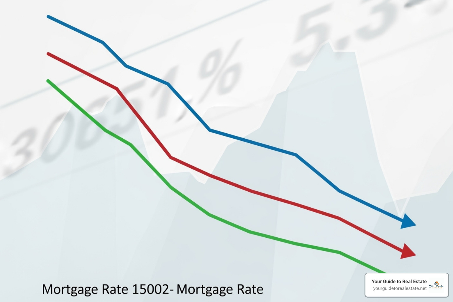 Chart comparing current 30-year, 15-year, and ARM rates with recent past averages, showing a clear downward trend -    mortgage rates plunge