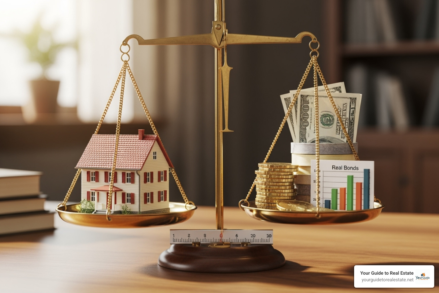 scale balancing house and investment portfolio - mortgage payoff calculator