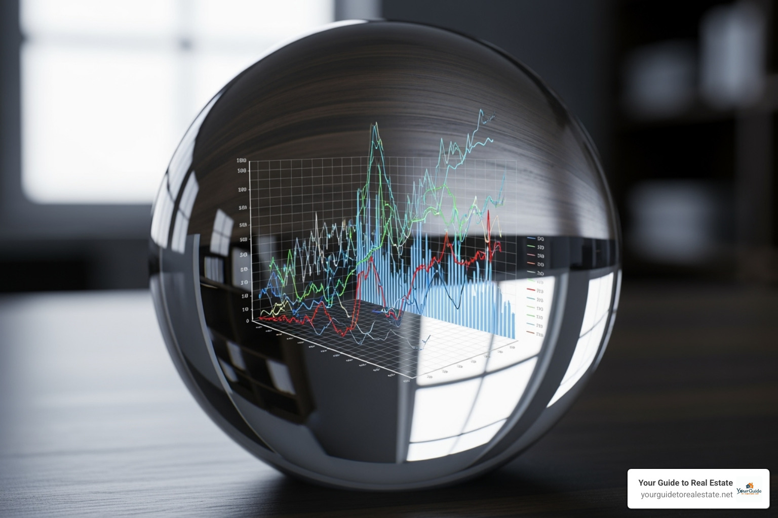crystal ball over housing market chart - will mortgage rates go down