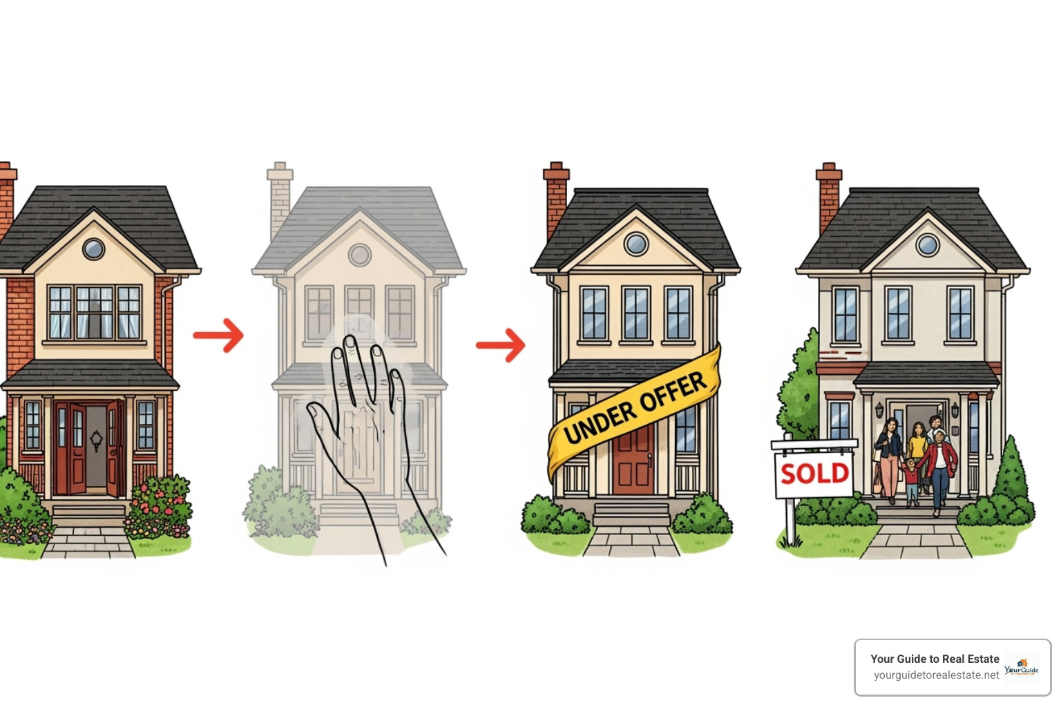 A timeline showing the progression from an active real estate listing to contingent status, then to pending, and finally to sold - what does contingent mean