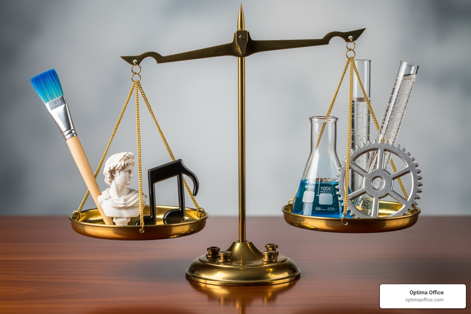 balance scale with "Art" on one side and "Science" on the other - Business valuation support