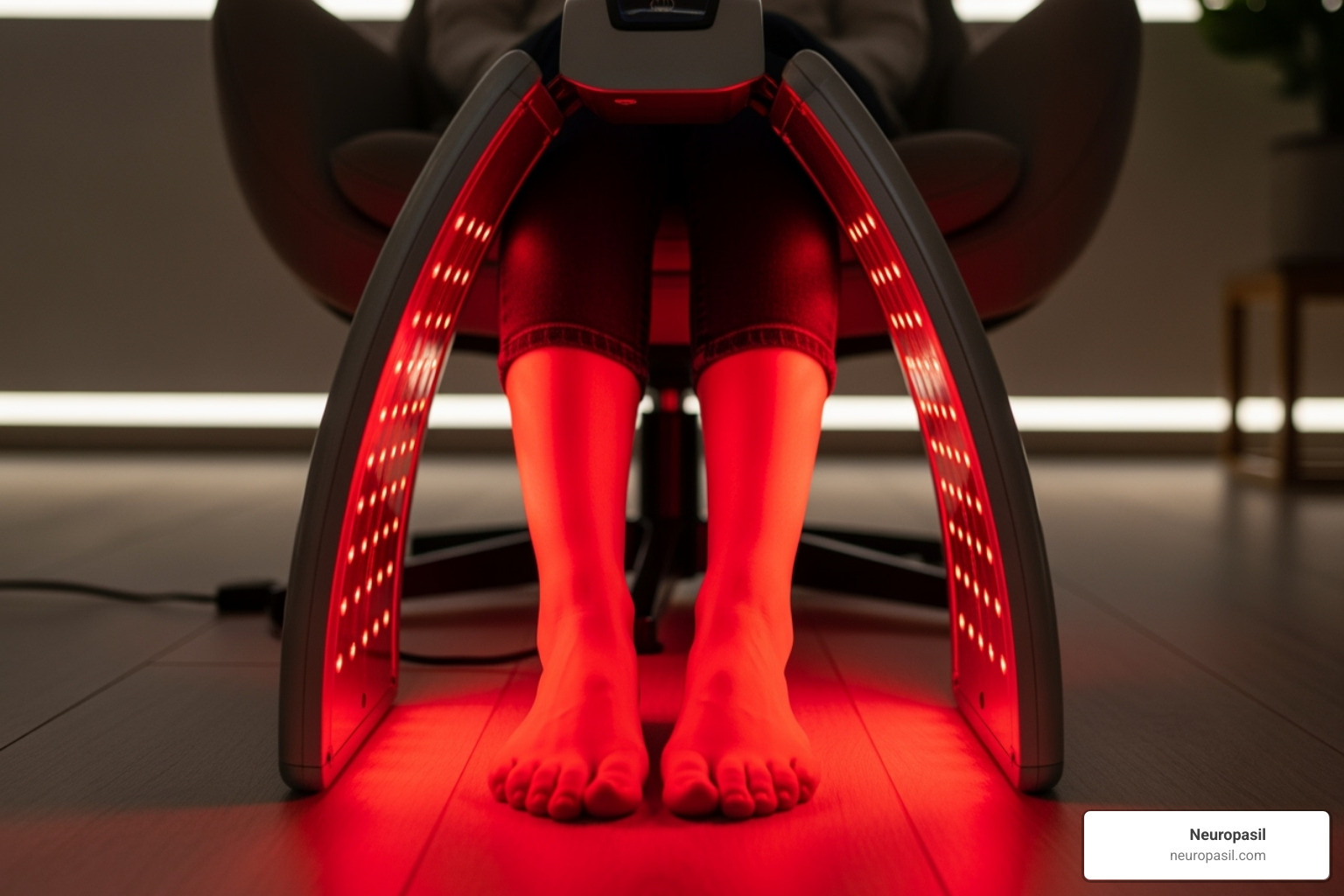 Red light therapy device targeting feet and legs - home remedies for nerve pain in feet and legs