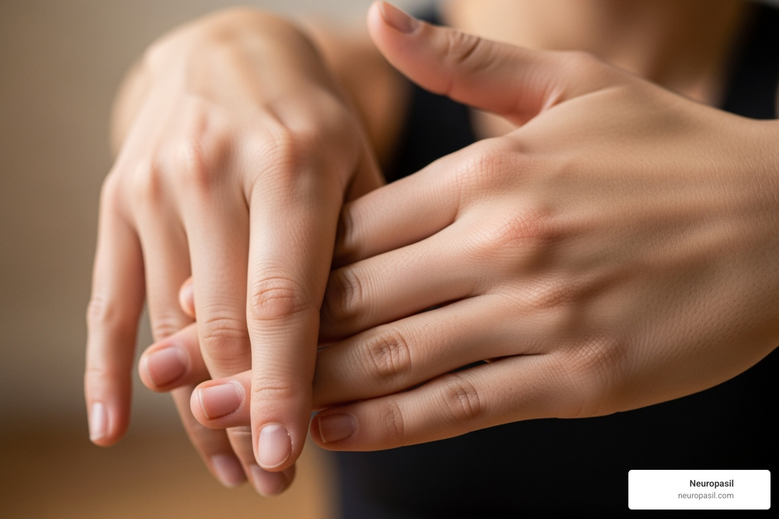 Person performing gentle hand stretching exercises - nerve pain in hands