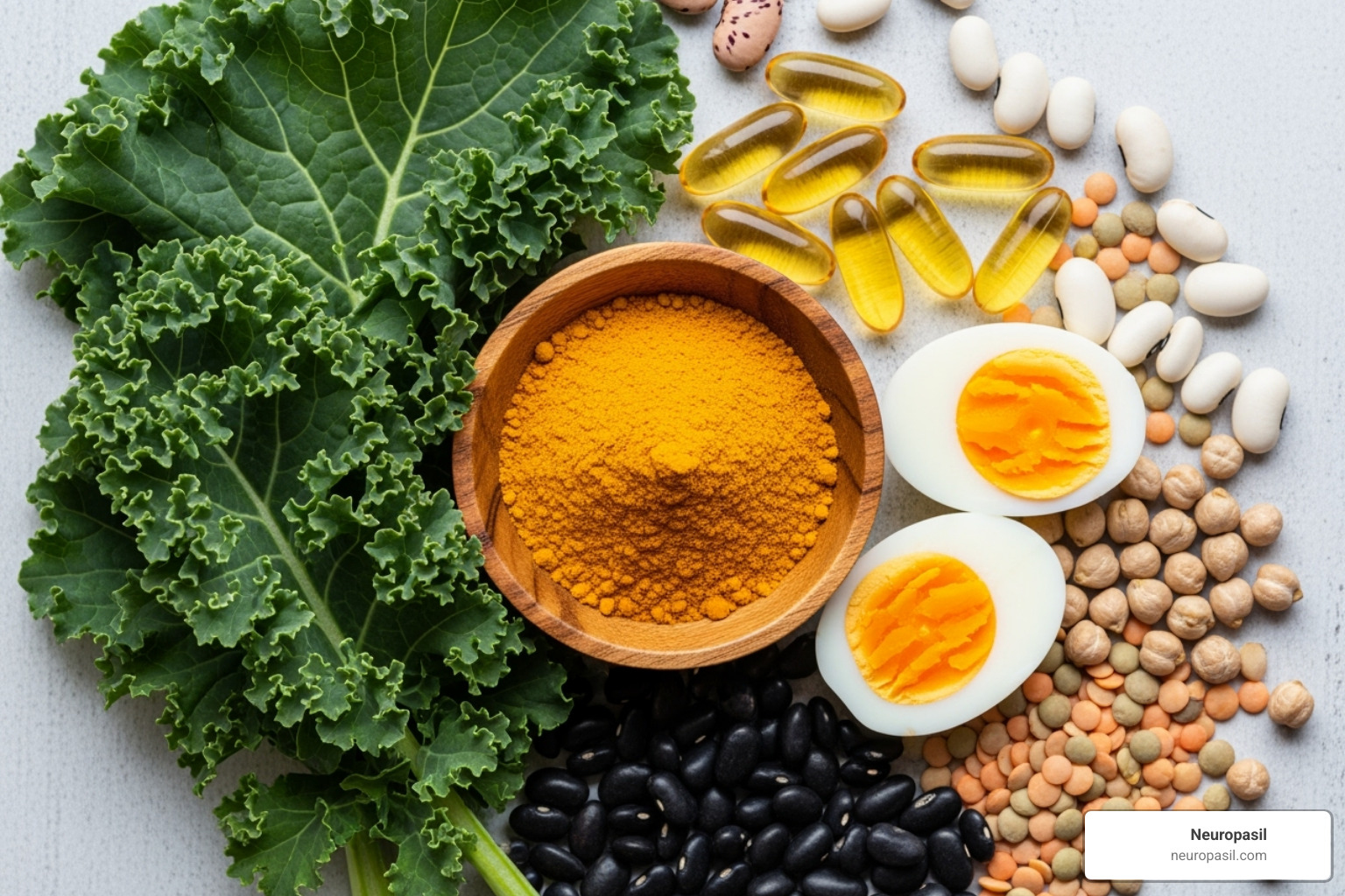 various supplements like turmeric, fish oil capsules, and B-vitamin rich foods - home remedies for nerve pain in feet and legs