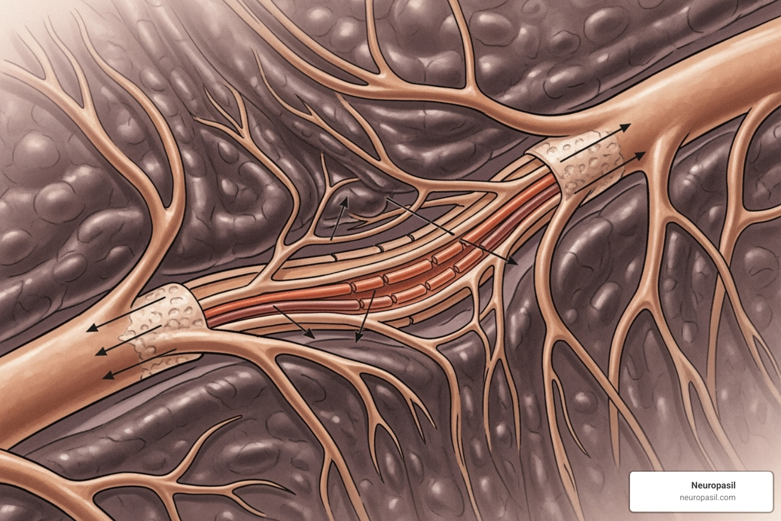 Illustration of a nerve being compressed by surrounding tissue - Post-op nerve pain