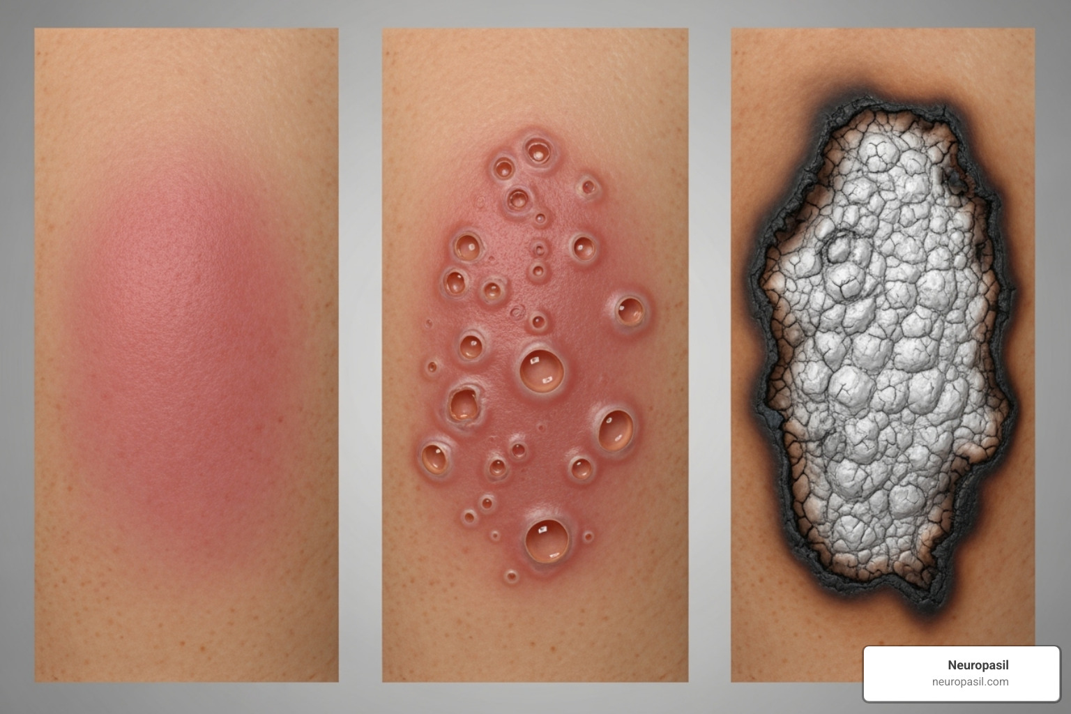 illustrating the visual differences between first, second, and third-degree burns - cream for burning