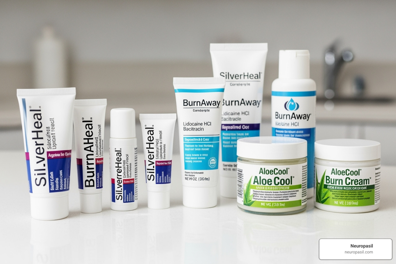 various burn cream tubes and jars - cream for burning