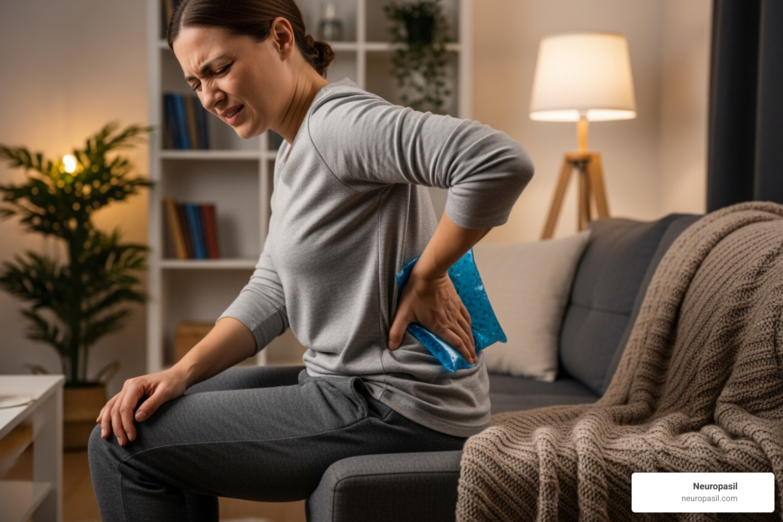 person applying cold pack to lower back - how can i alleviate sciatica pain