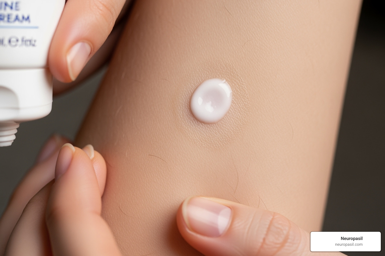 person doing a patch test on their arm - nerve pain numbing cream