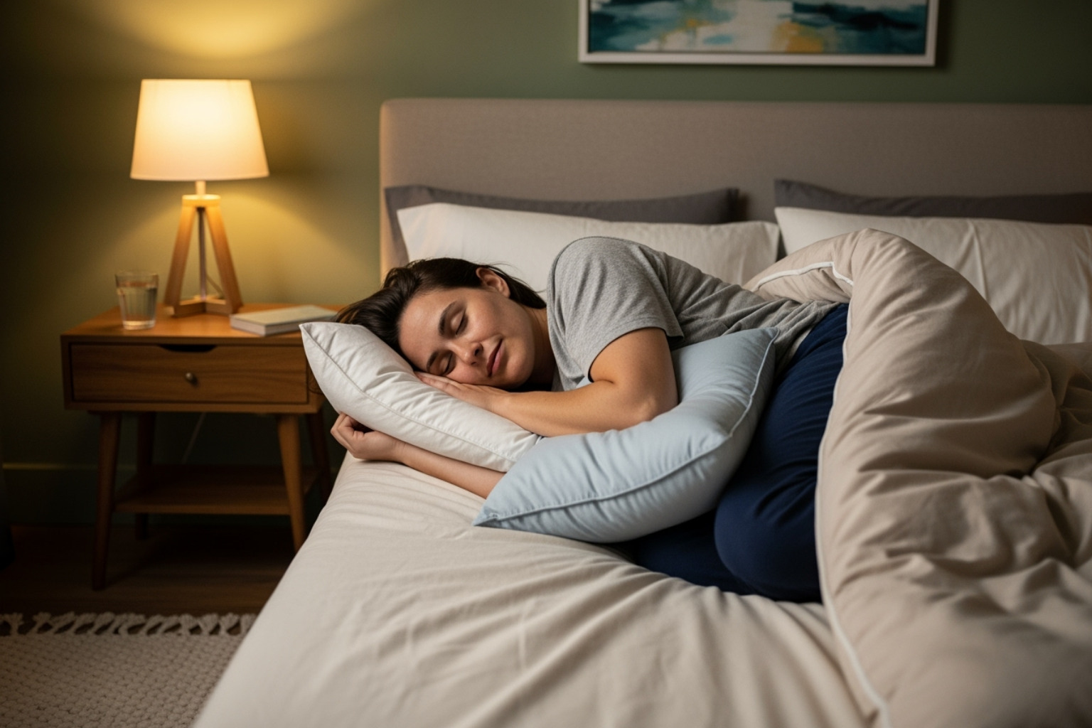 Person sleeping on their side with a pillow between their knees - how to relieve sciatic nerve pain