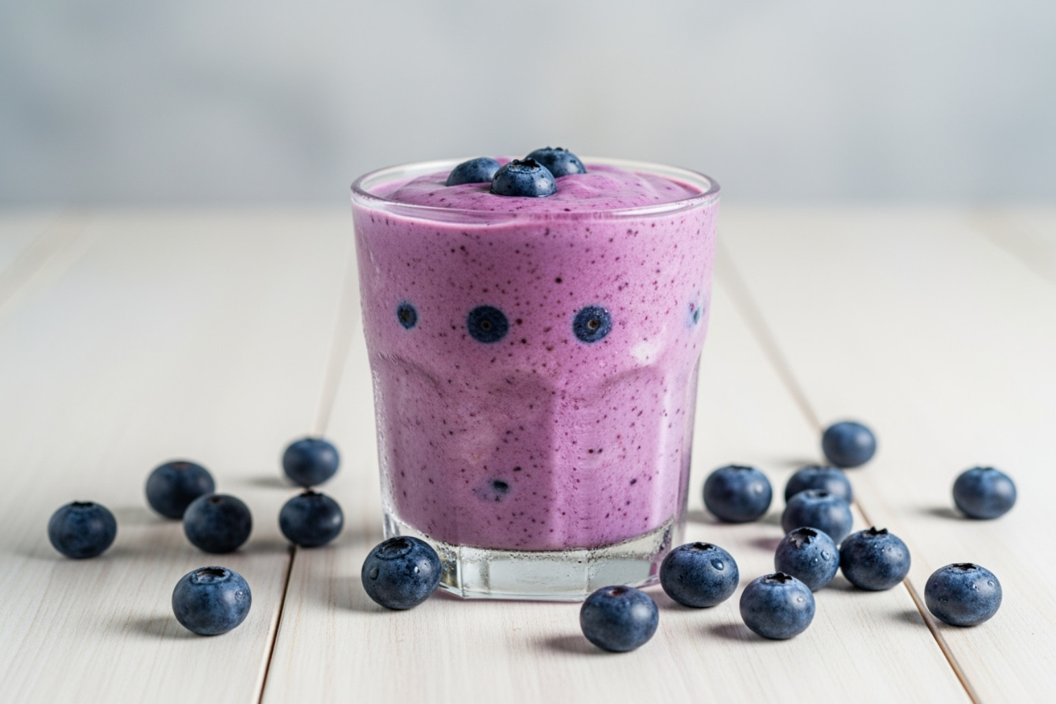 Blueberry smoothie in a glass - natural muscle relaxant