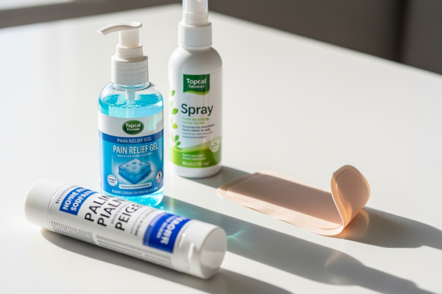 Table comparing different topical pain relief formats: Creams vs. Gels vs. Sprays vs. Patches, detailing their application, absorption, and best use cases - cream for pulled muscles