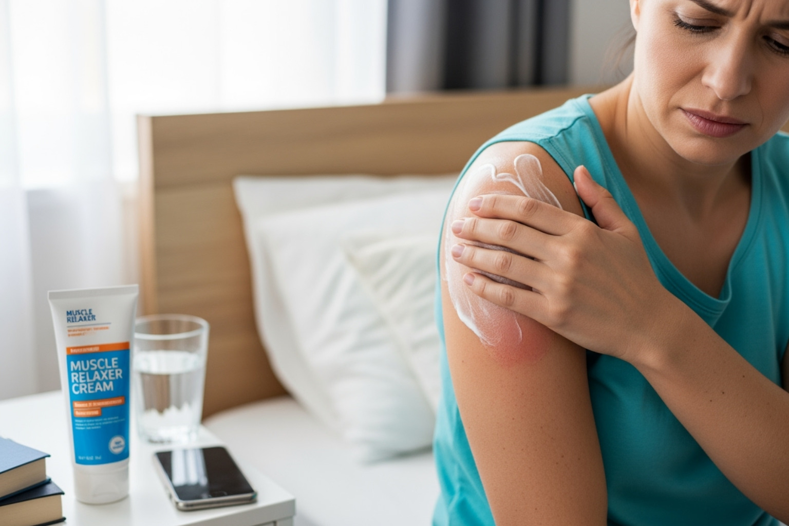diagram showing a topical cream penetrating skin layers to reach an inflamed muscle - muscle relaxer topical