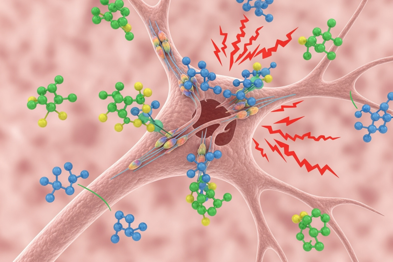 a diagram showing a nerve ending being blocked by topical cream ingredients - lotion for muscle pain