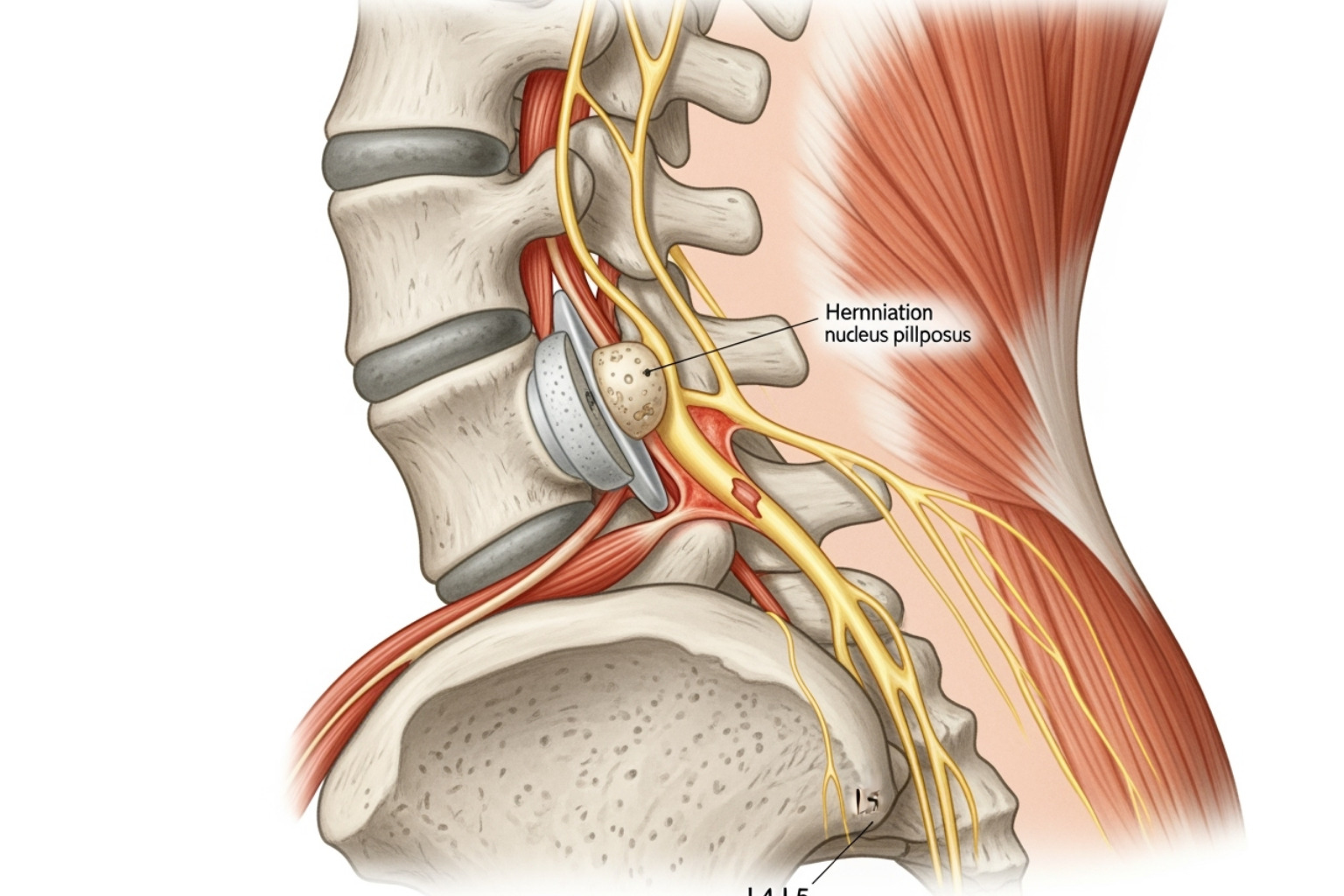 herniated disc pressing on nerve - sciatica symptoms