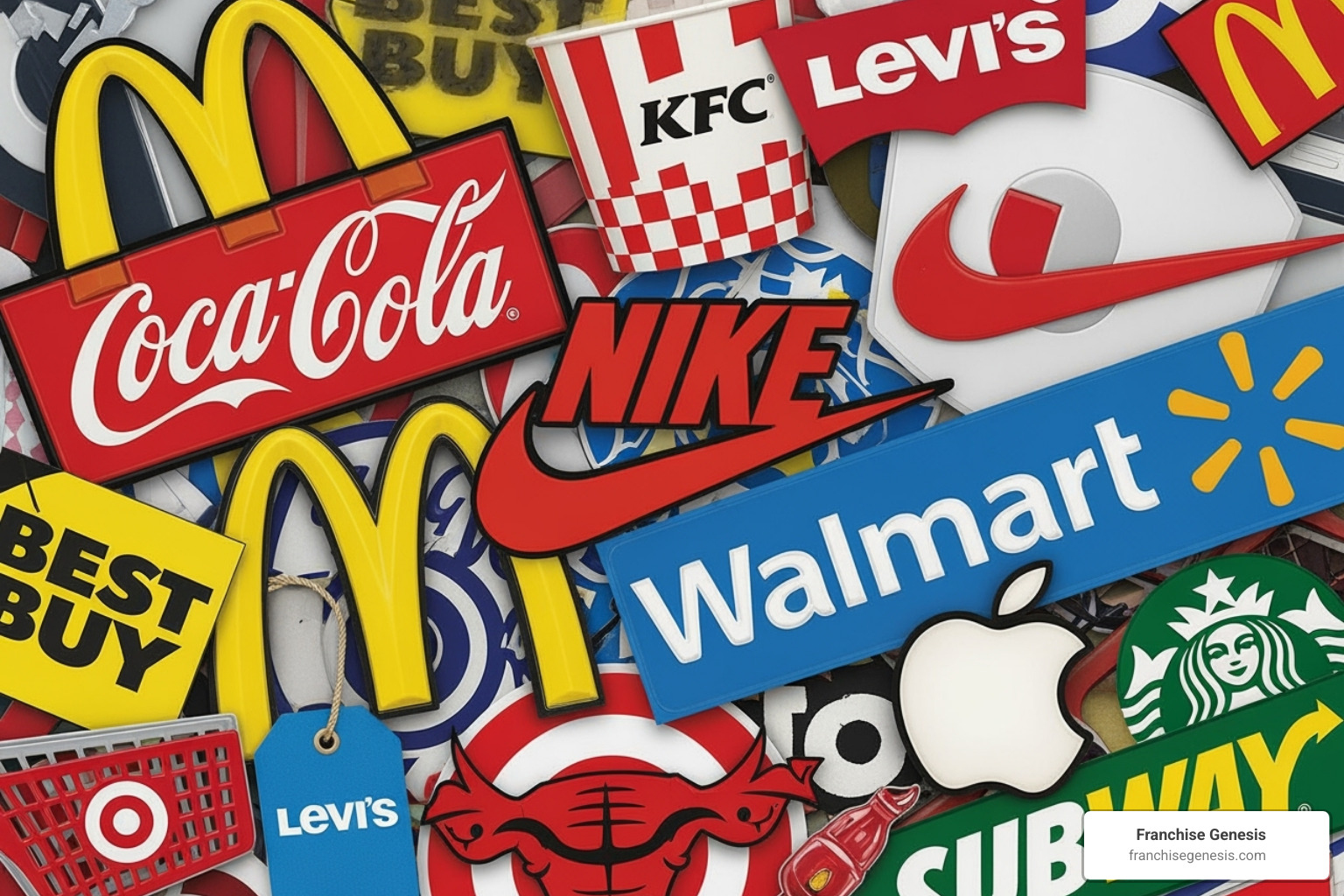 Collage of iconic franchise brand elements - Franchise brand guidelines