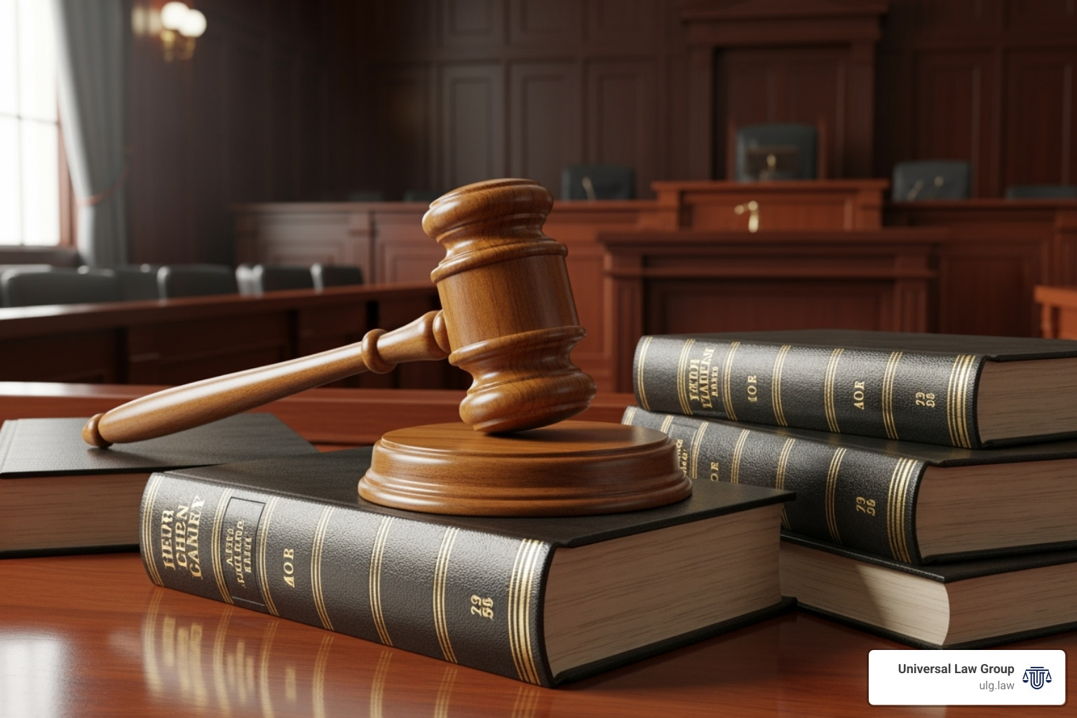 Gavel and law books in a courtroom setting - Car accident legal process