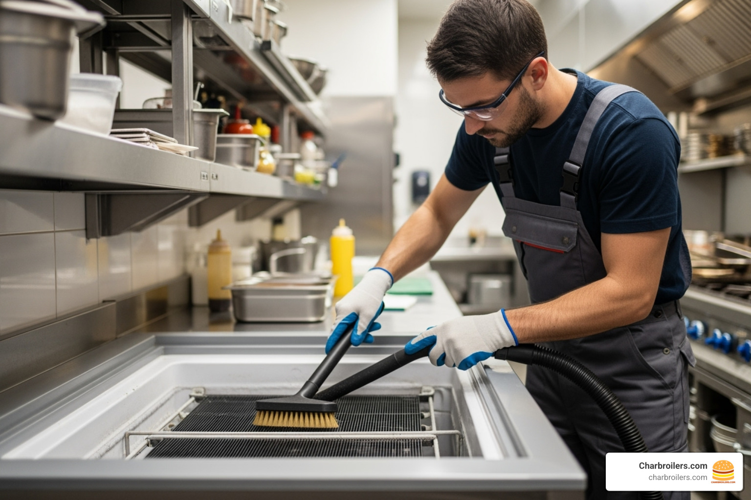 technician cleaning freezer coils - freezer for restaurant kitchen technician cleaning freezer coils - freezer for restaurant kitchen