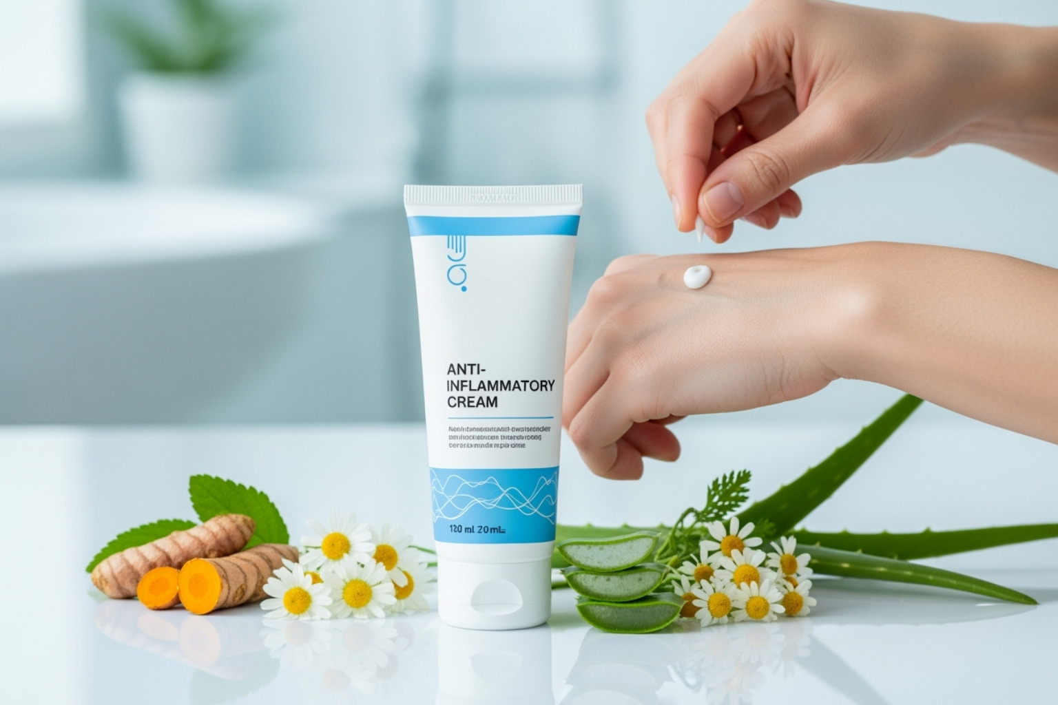 someone reading the instructions on a cream tube - anti inflammatory cream