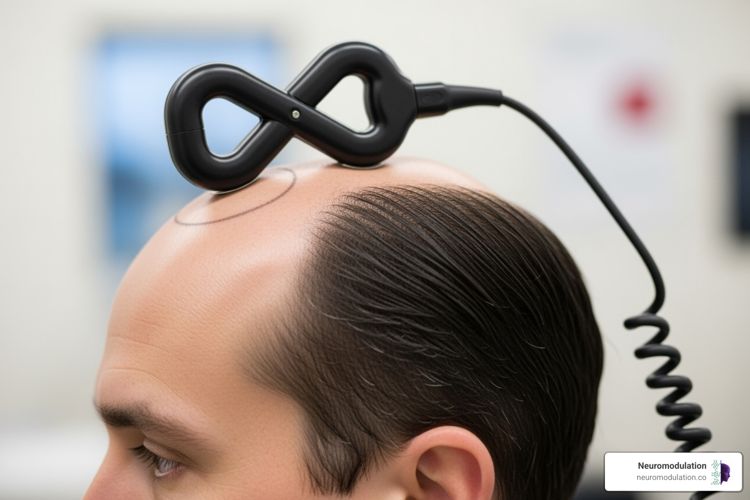 Magnetic coil placed over dorsolateral prefrontal cortex - what is tms