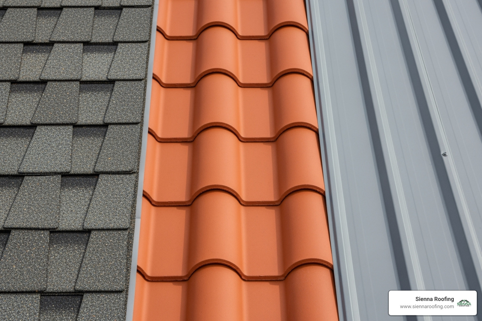 showing a swatch of different roofing materials like asphalt shingles, metal panels, and tiles - Katy TX roofers