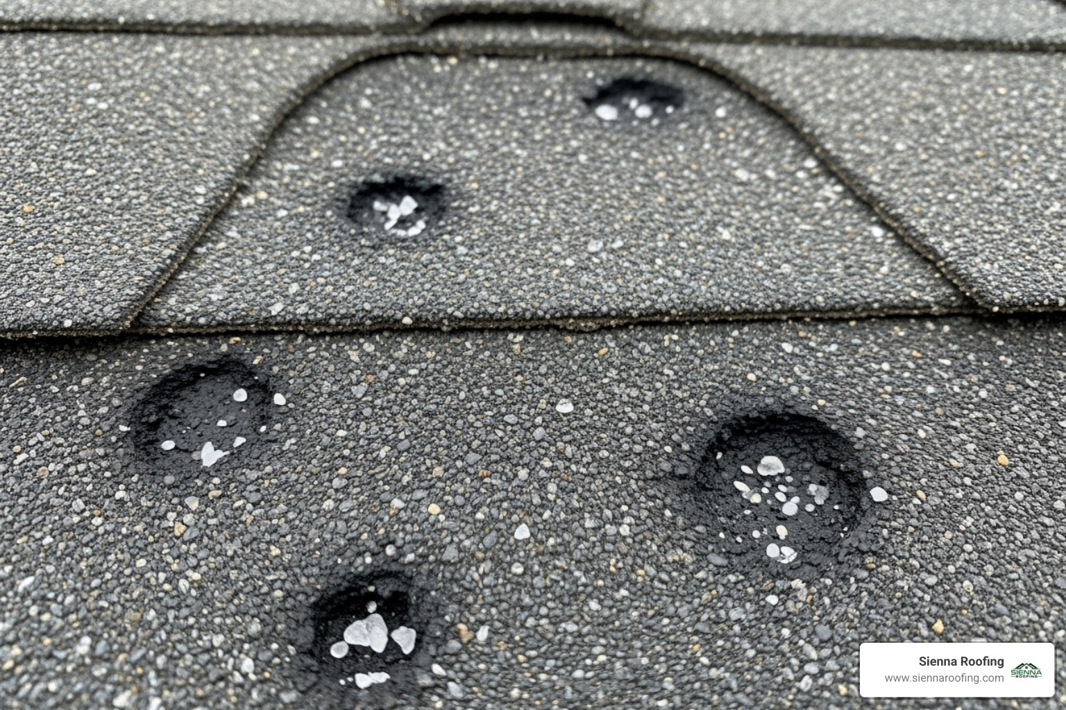 of hail damage on an asphalt roof shingle - Katy TX roofers