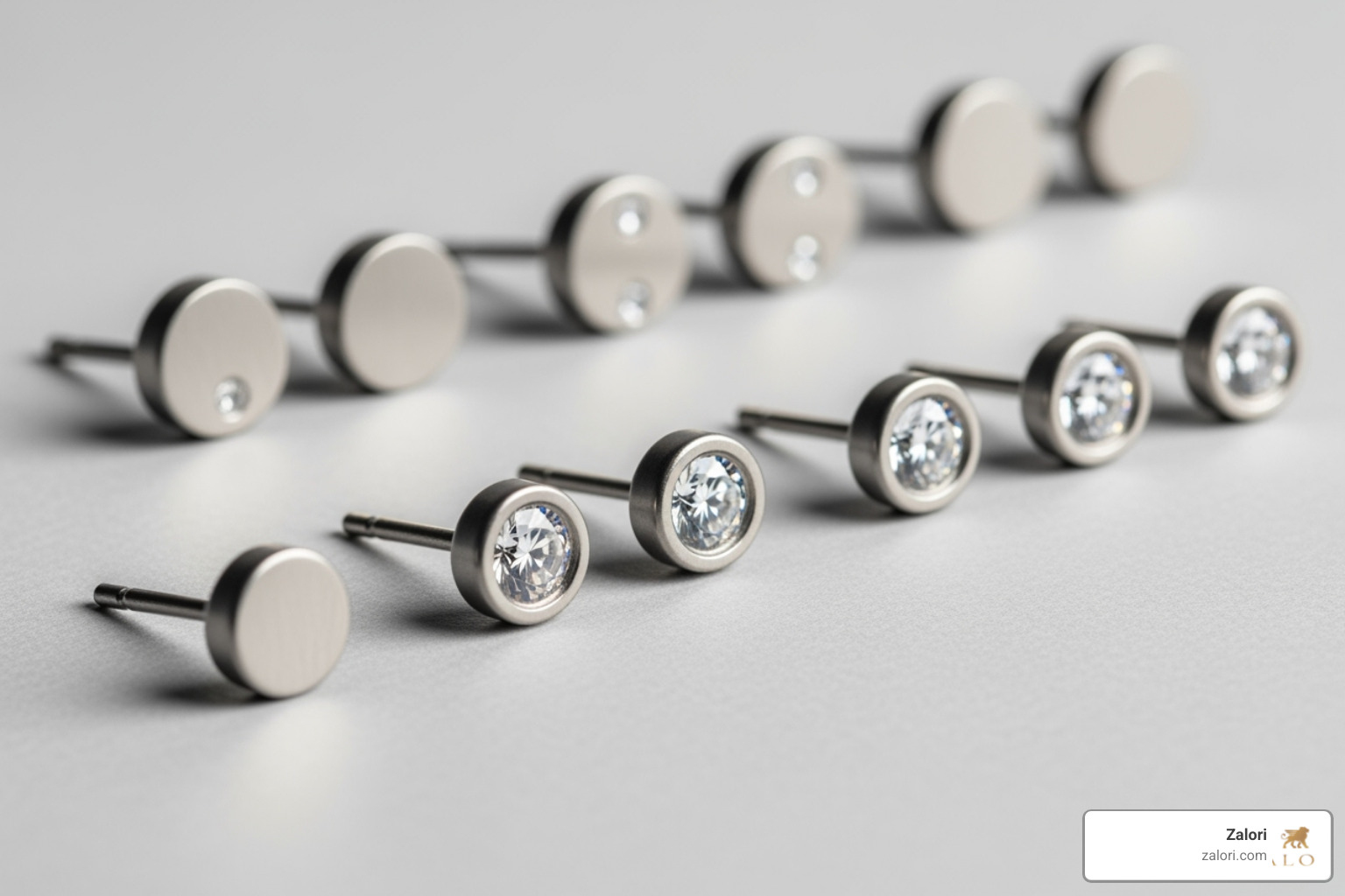 minimalist titanium stud earrings, some with bezel-set crystals - titanium earrings minimalist titanium stud earrings, some with bezel-set crystals - titanium earrings