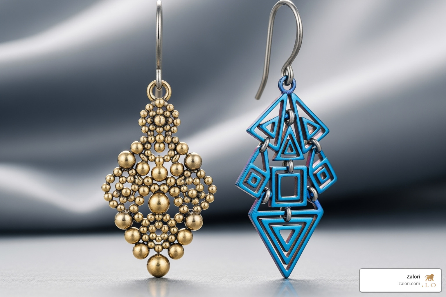 artistic titanium drop earrings with bead or geometric designs - titanium earrings artistic titanium drop earrings with bead or geometric designs - titanium earrings