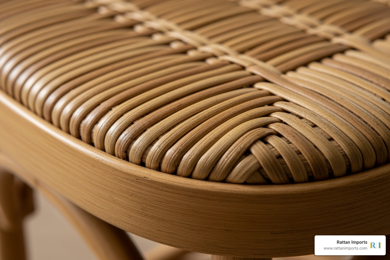 close-up showing the texture of a woven rattan bar stool seat - indoor bar stools