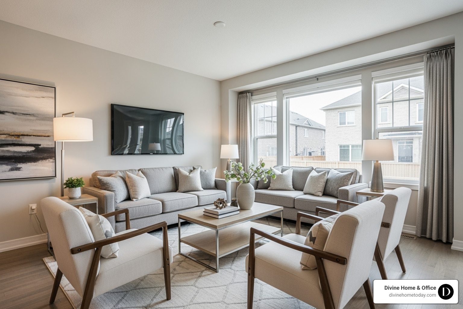 Beautifully staged living room ready for a real estate listing - design firm Denver