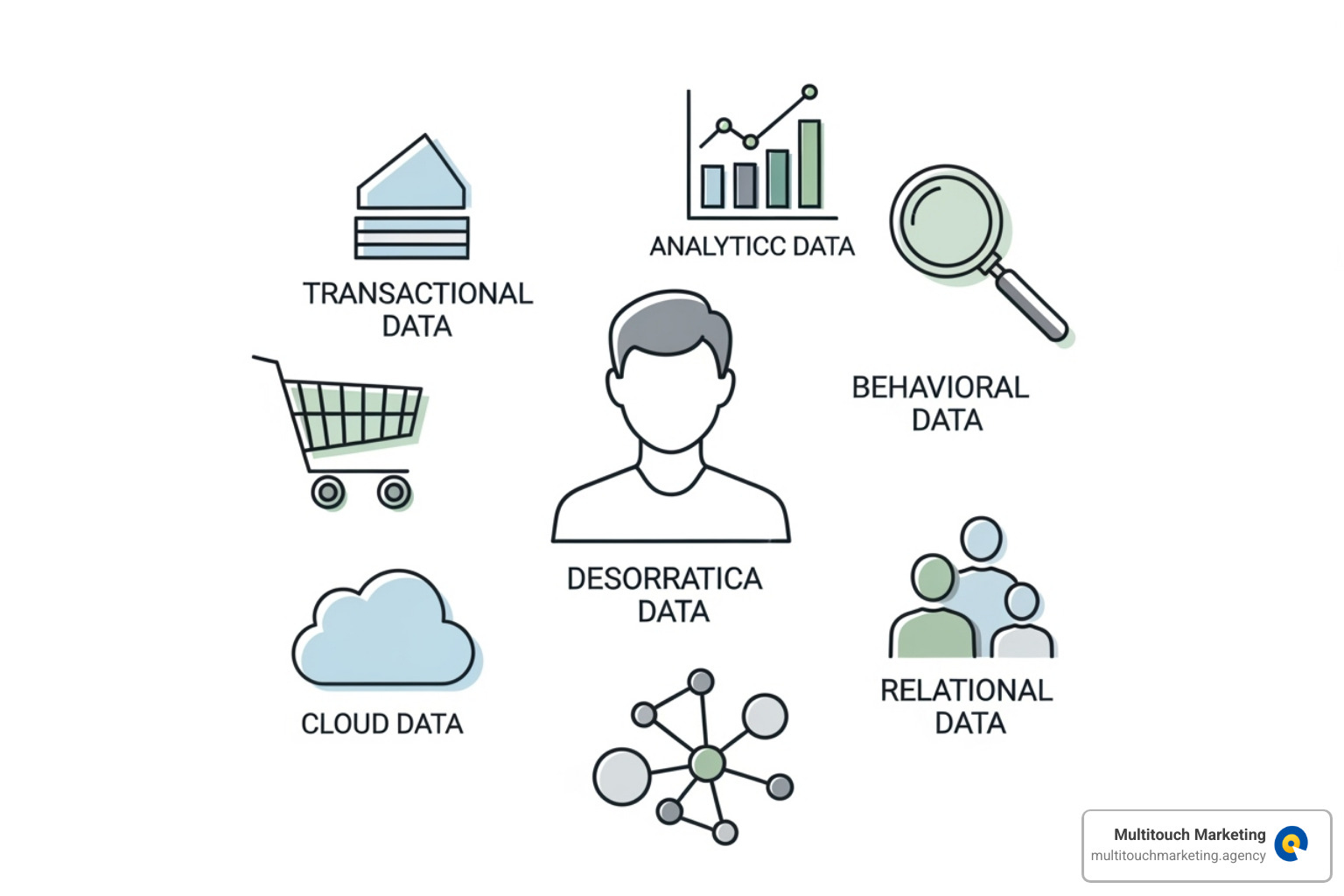 image of icons representing different data types - Data-driven marketing