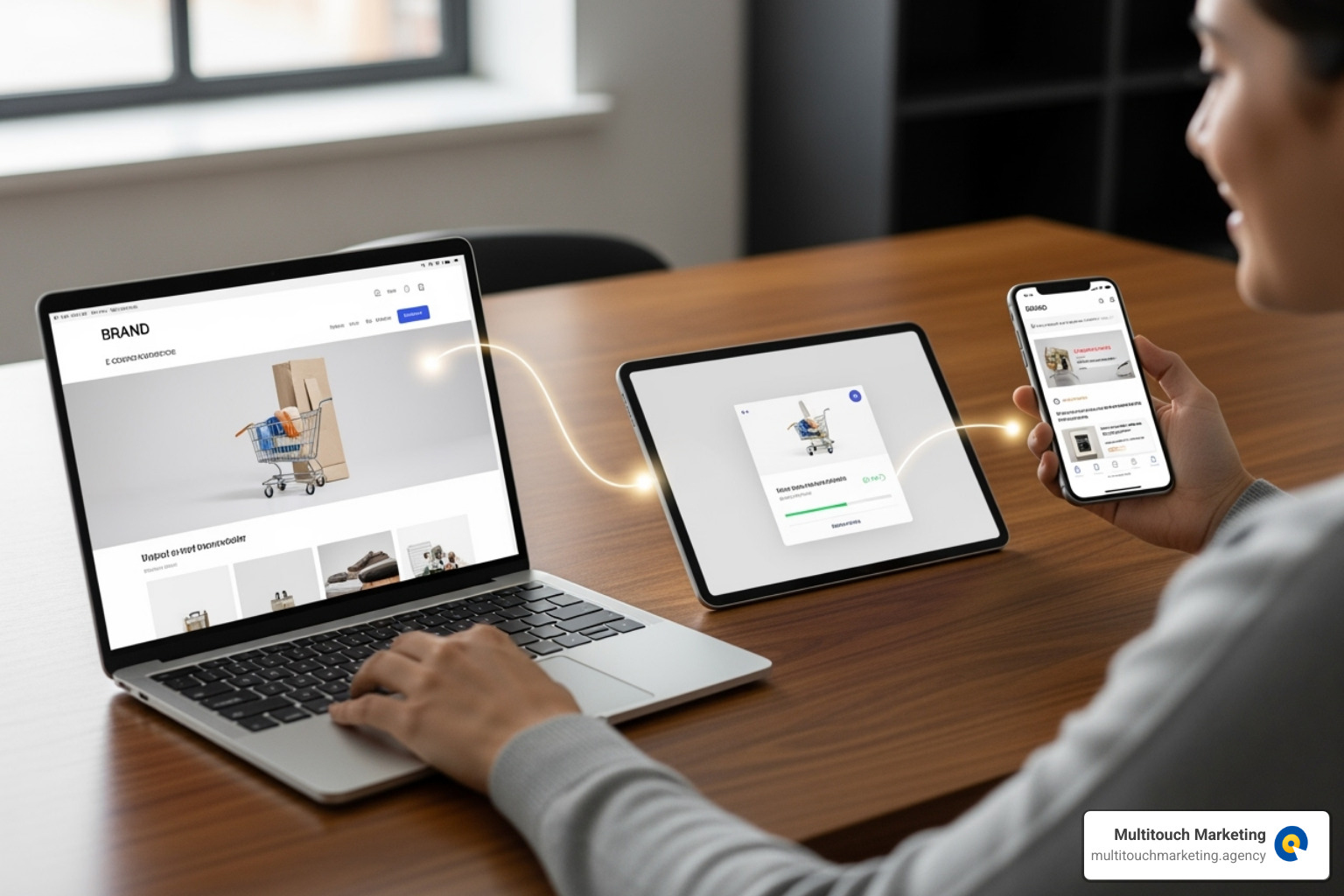 image illustrating a personalized customer journey across multiple devices - Data-driven marketing