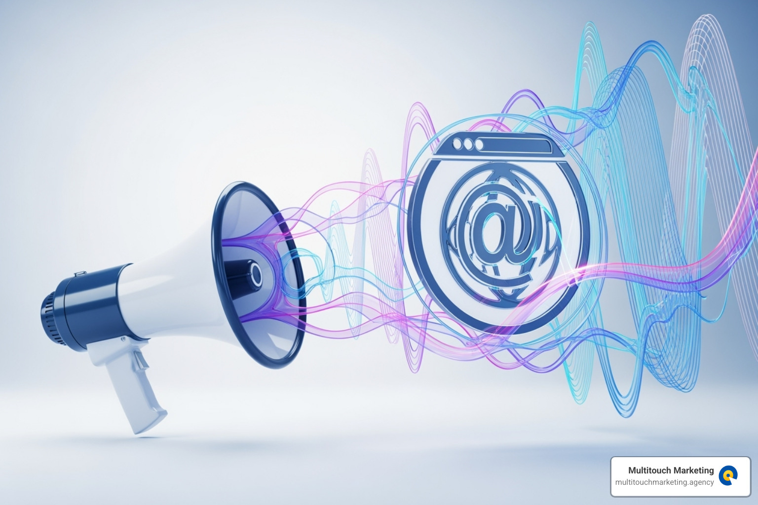megaphone broadcasting website's logo - Increase website traffic
