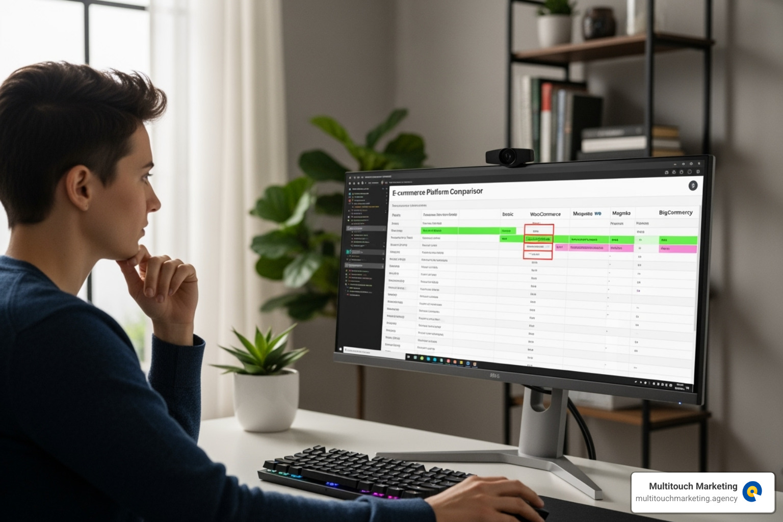 A person comparing different e-commerce plan features and pricing on a computer screen - companies that offer tools to build and manage ecommerce websites
