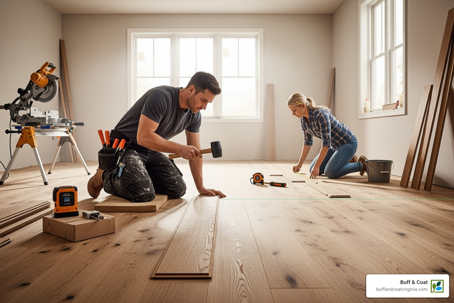 professional installers carefully laying down hardwood planks - wood flooring chesterfield va professional installers carefully laying down hardwood planks - wood flooring chesterfield va
