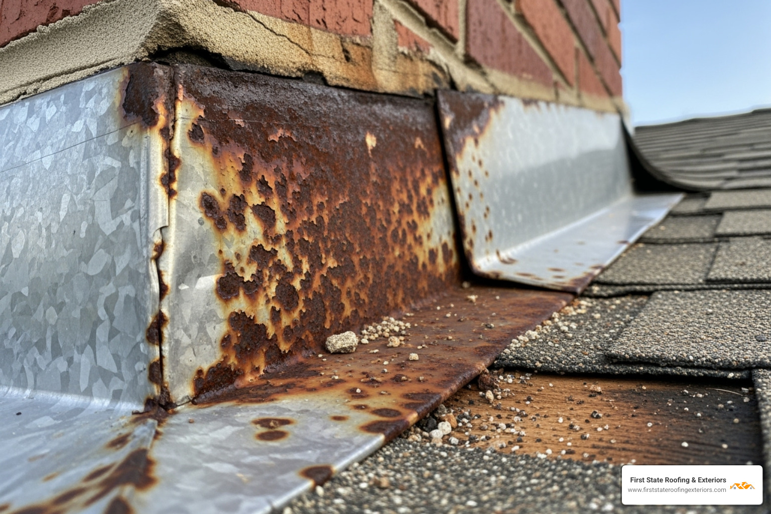Damaged flashing around a chimney - roof leak repair smyrna