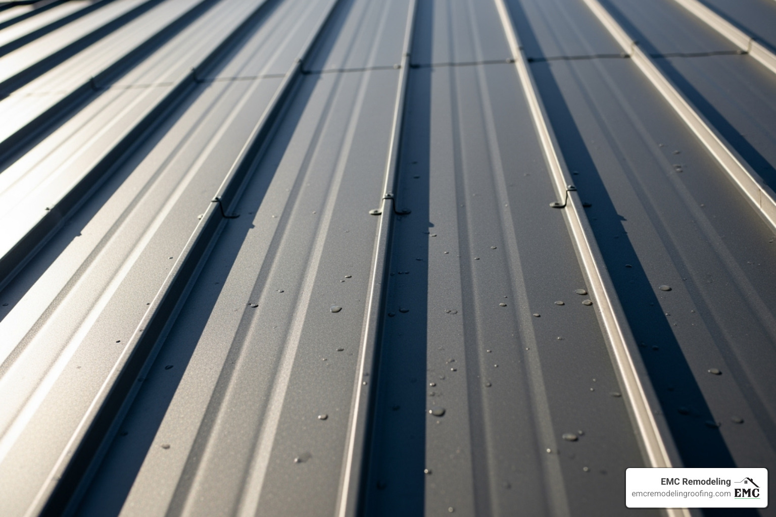 Close-up of a standing seam metal roof showcasing the clean, interlocking seams - standing seam roof installers near me