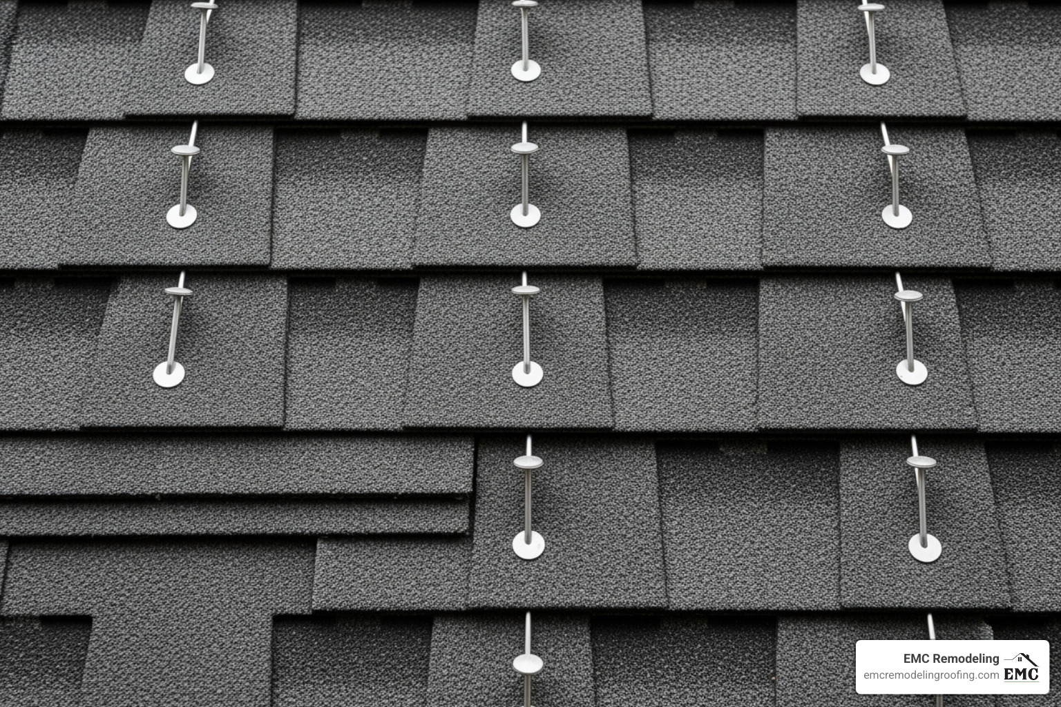 Illustrating the correct nailing pattern for an architectural shingle - shingle roof replacement Illustrating the correct nailing pattern for an architectural shingle - shingle roof replacement