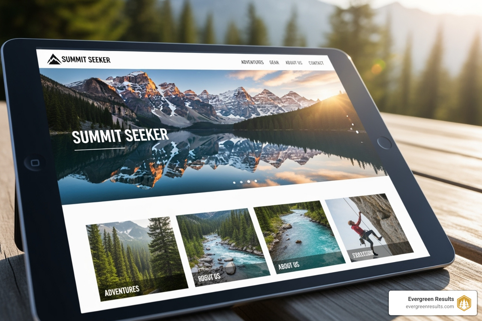 sleek modern website for outdoor brand on tablet - digital marketing agency durango