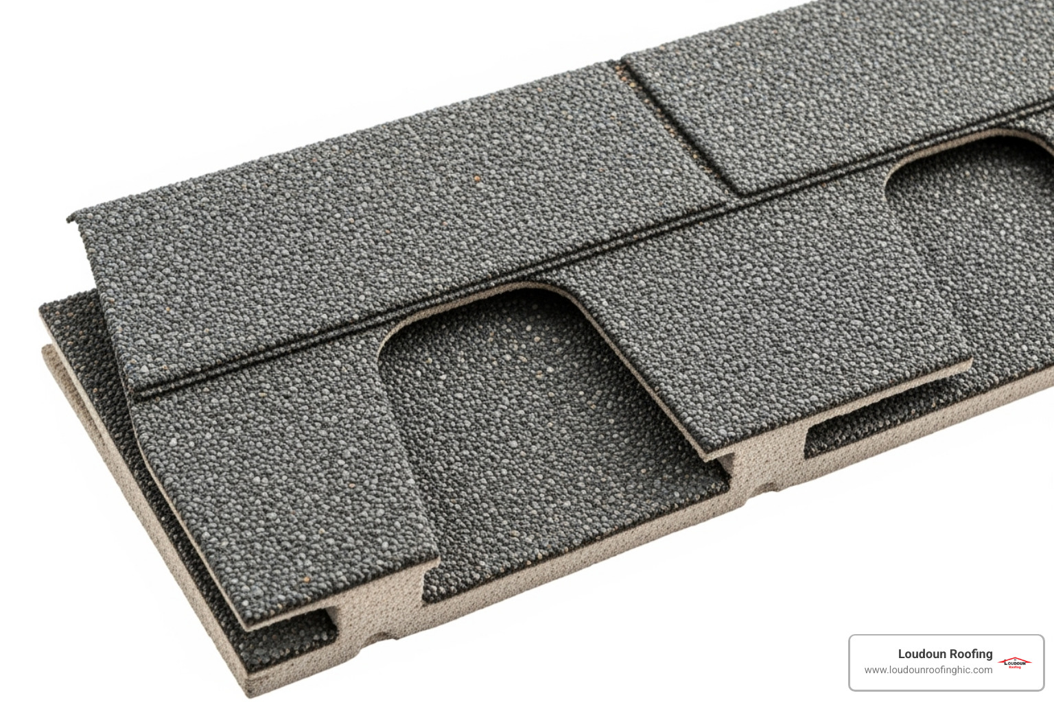 Close-up view of a 3-tab shingle, highlighting its single-layer construction and flat profile - 20 year asphtml roofing shingles