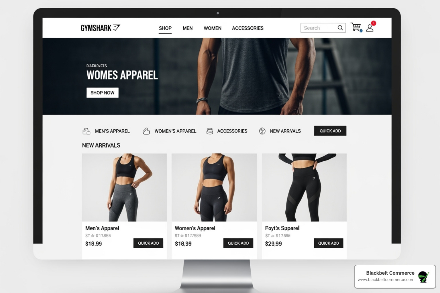 Clean and intuitive Gymshark website interface - e commerce website design and development