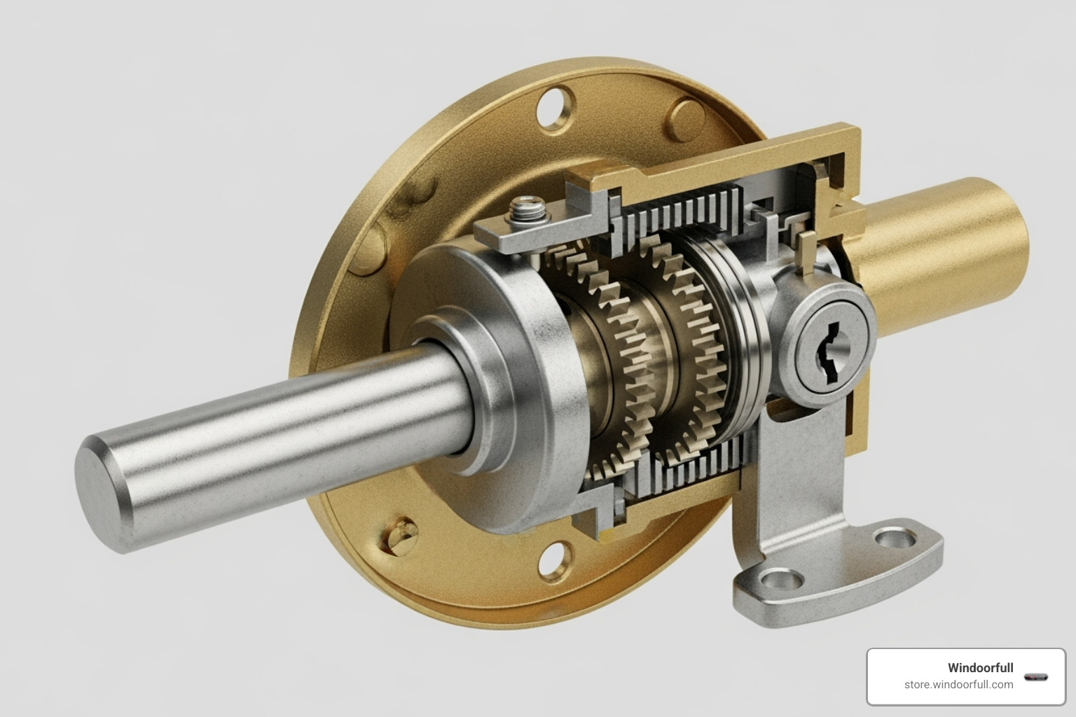 a cutaway view of a deadbolt mechanism showing the bolt and rotating spindle - secure door locks
