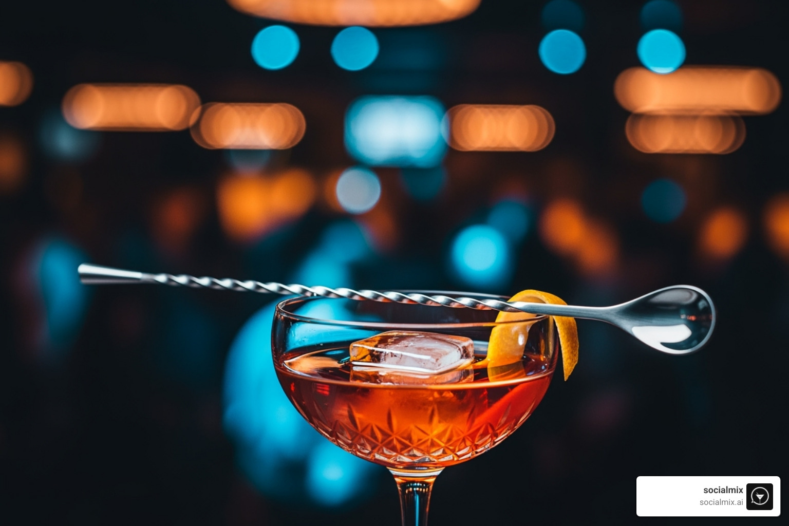 A sleek bar spoon, ready for stirring neat cocktails in a high-energy nightclub environment - women bartender uniforms