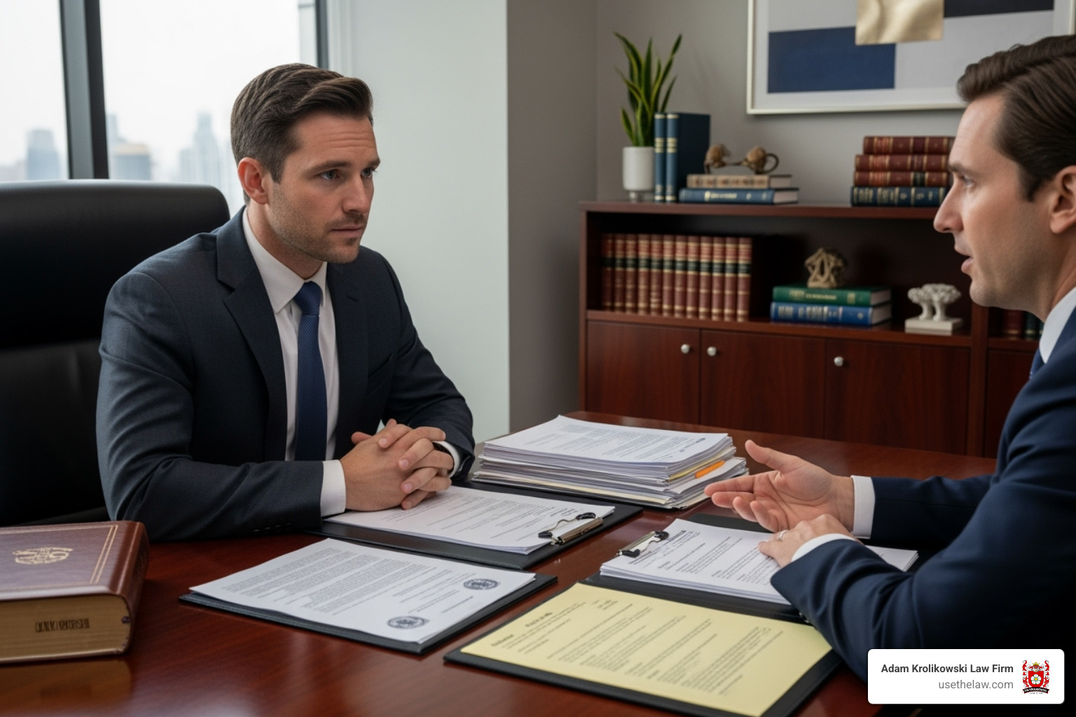 Lawyer and client in a consultation - lawyers for harassment near me