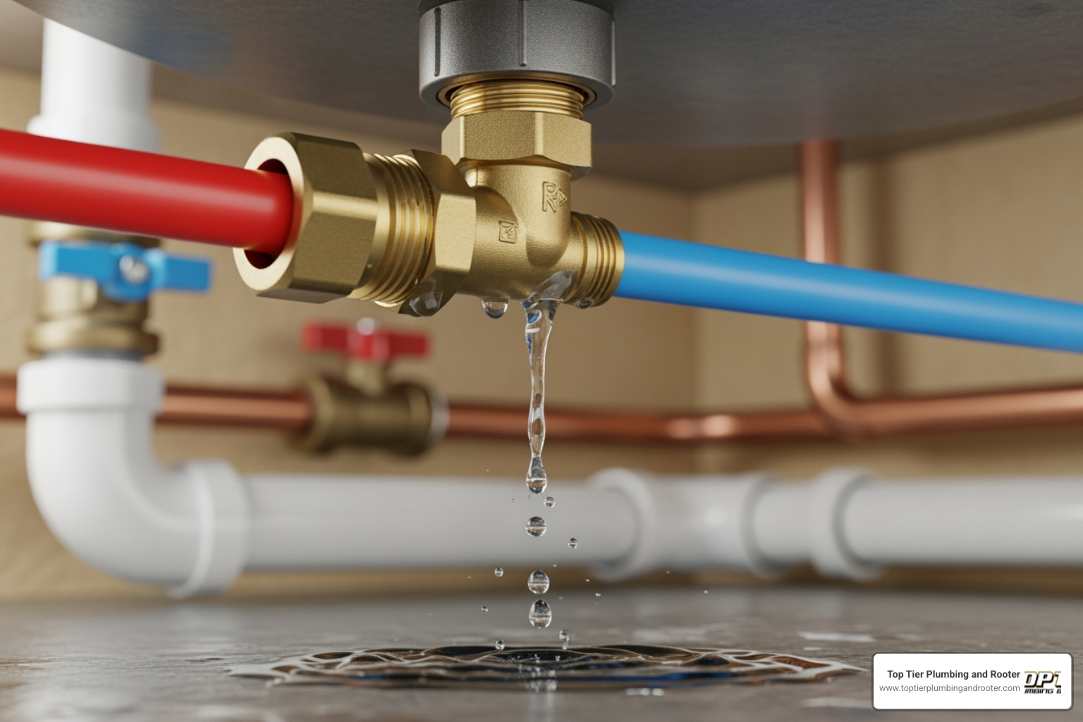 Leaking PEX fitting - PEX pipe leak Leaking PEX fitting - PEX pipe leak