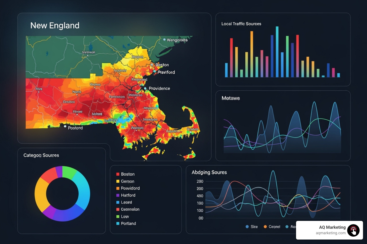 Google Analytics dashboard showing local traffic sources for a service business in a New England city - SEO for service businesses Google Analytics dashboard showing local traffic sources for a service business in a New England city - SEO for service businesses