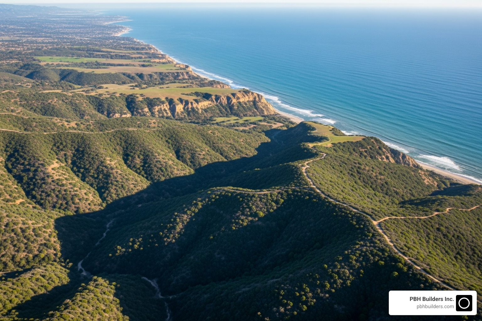 Image of San Diego's diverse terrain, showing canyons or coastal bluffs. - san diego landscape design